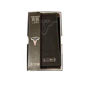 American Bison Rodeo leather checkbook style men wallet billfold RDF protection